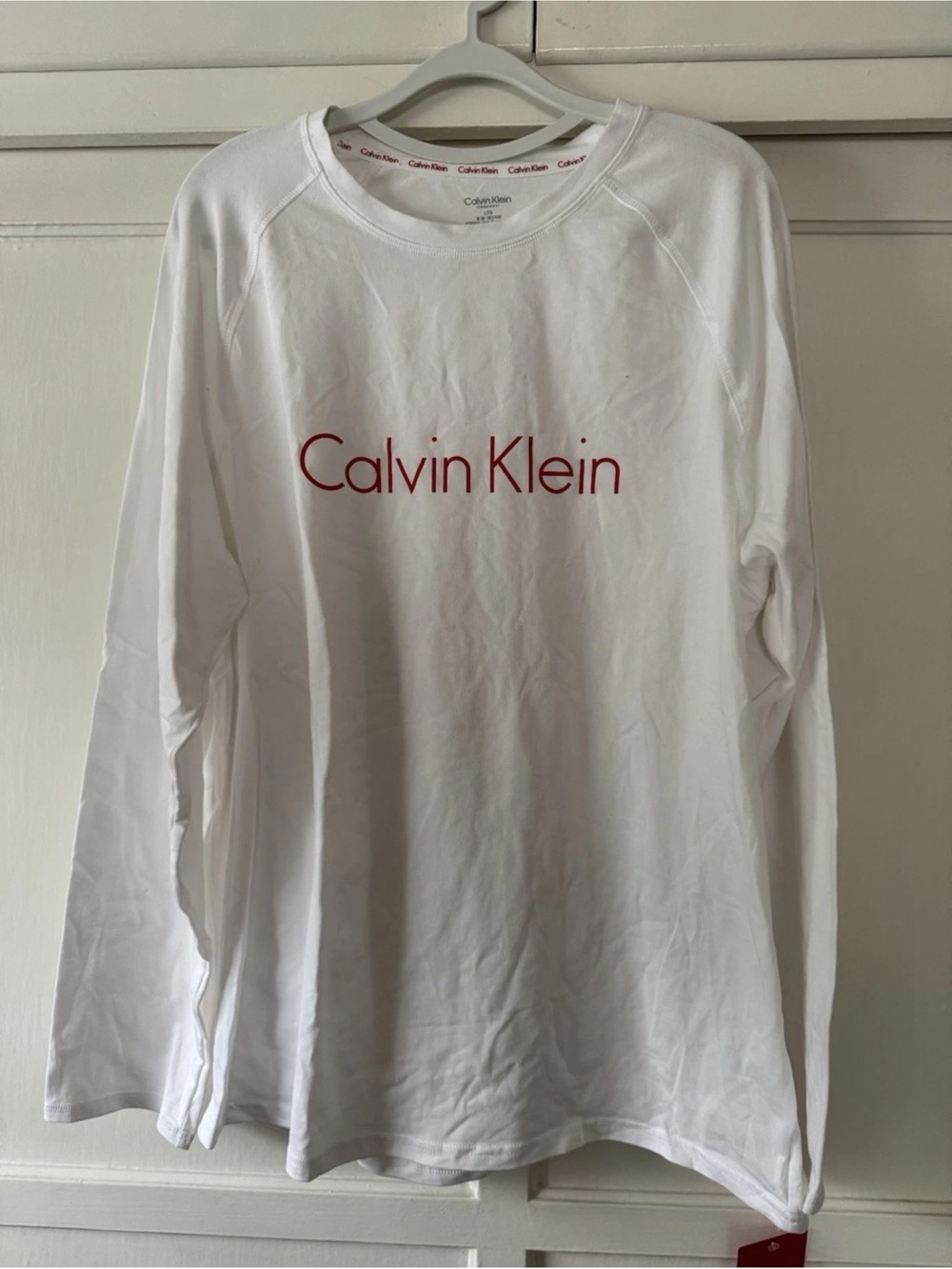 Calvin Klein Men’s Cotton White Long-Sleeve Pajama Set Sz L